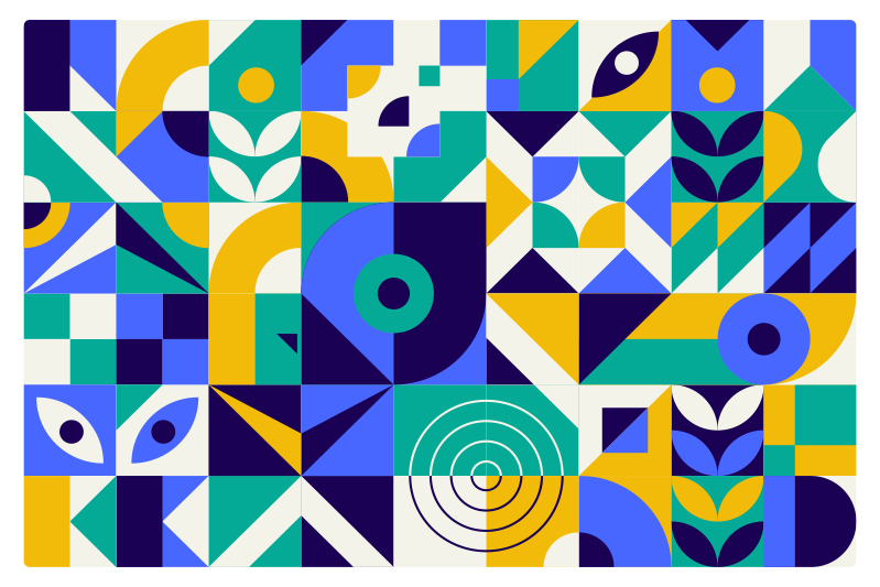 Elävä geometrinen kuvio vinyylimatto - Tenstickers