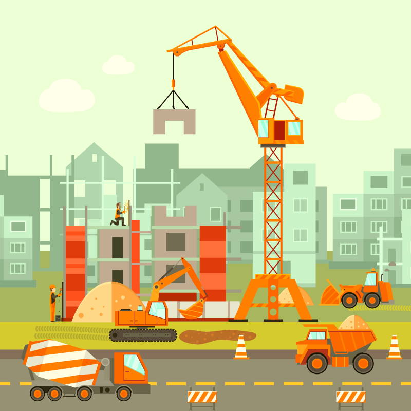 Työmaa-autot Lisää vinyylimattoja lapsille - Tenstickers