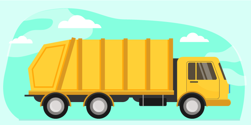 Keltainen roska-auto Lisää vinyylimattoja lapsille - Tenstickers