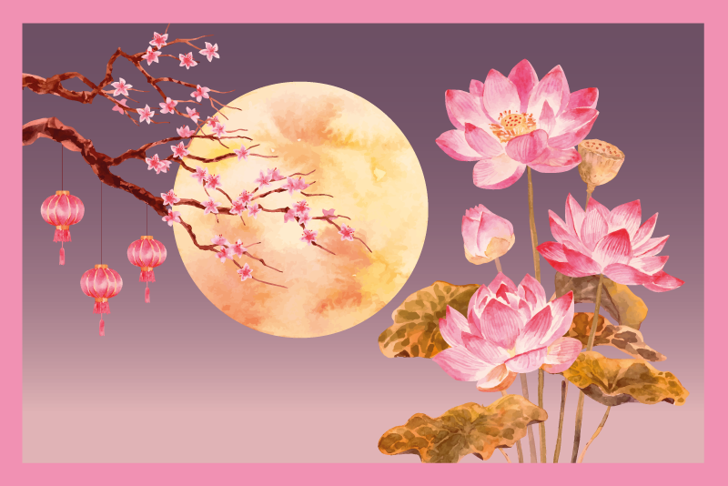 Kukkainen kuunvalo kukka vinyylimatto - Tenstickers