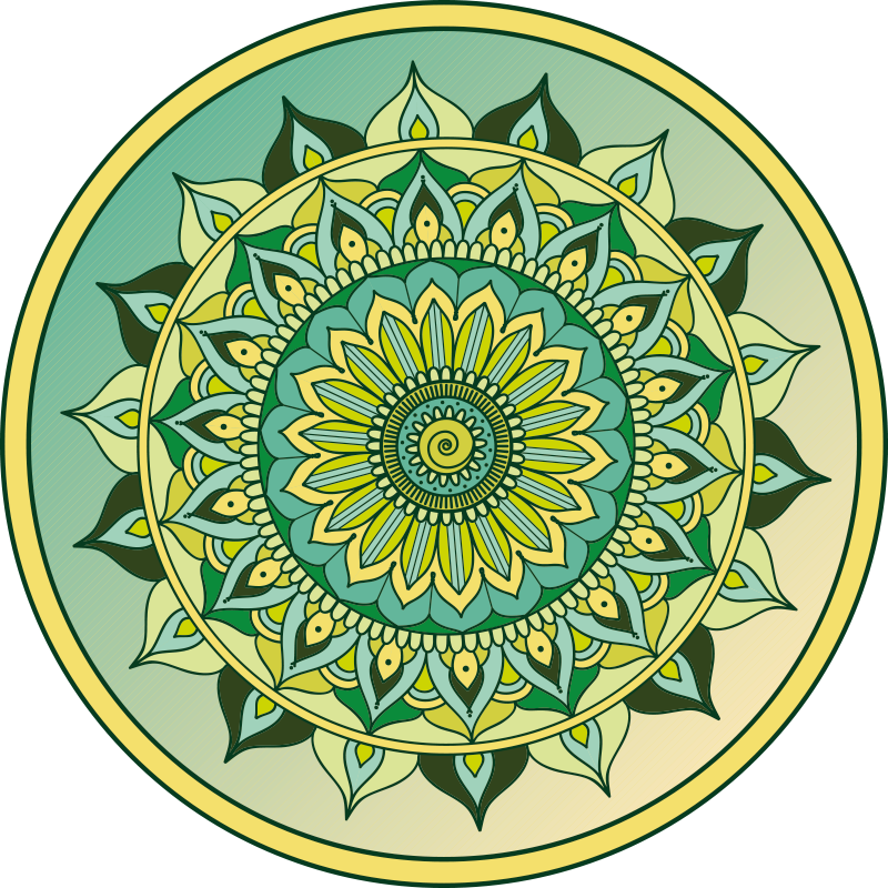 Mandala vihreä ombre vinyylimatto mandala - Tenstickers