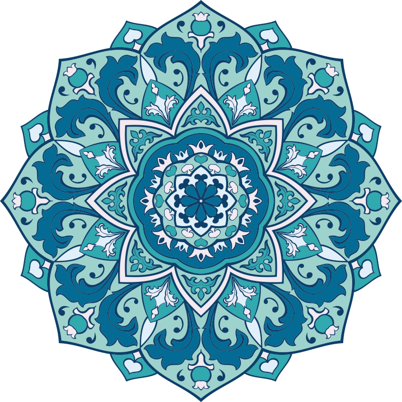 Sininen elegantti kuvio mandala vinyylimatto - Tenstickers