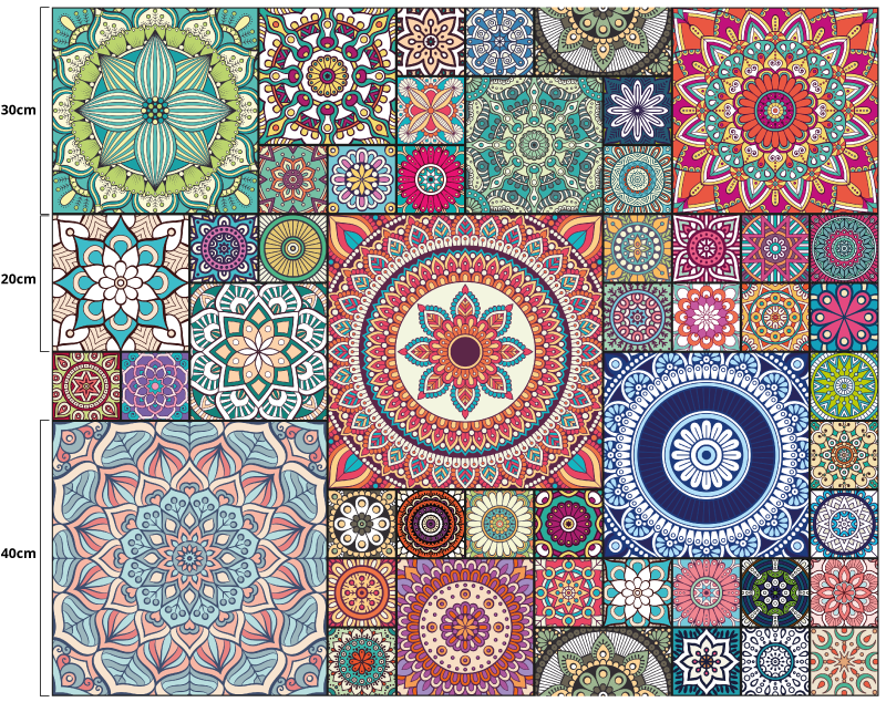 Mandala laatat vinyylimatto mandala - Tenstickers