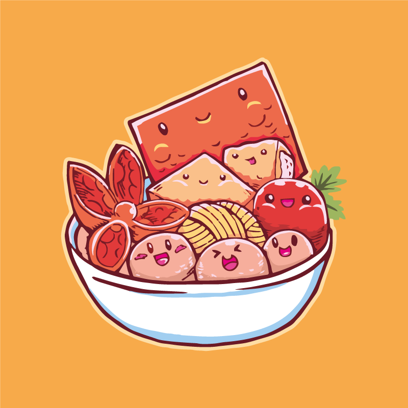 Söpö sarjakuva ruokaa vinyylimatto keittiöön - Tenstickers