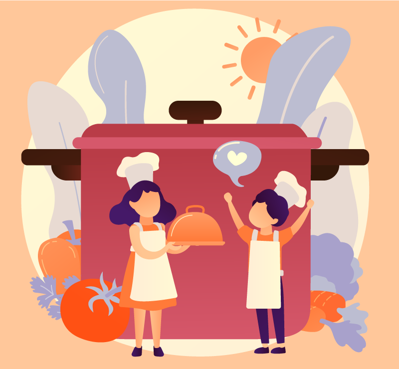 Kulinaarisia hahmoja lastenhuone vinyylimatto - Tenstickers