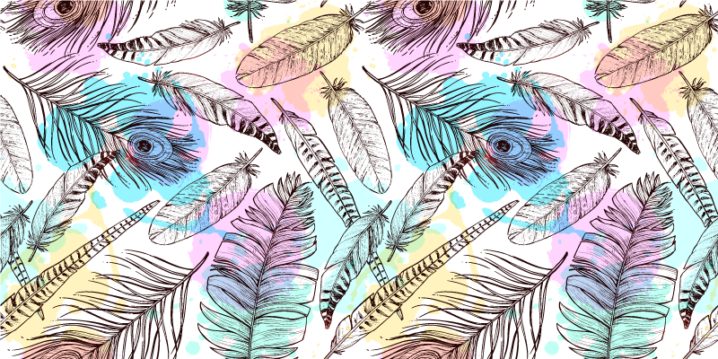 Höyhen-aihe kukka vinyylimatto - Tenstickers