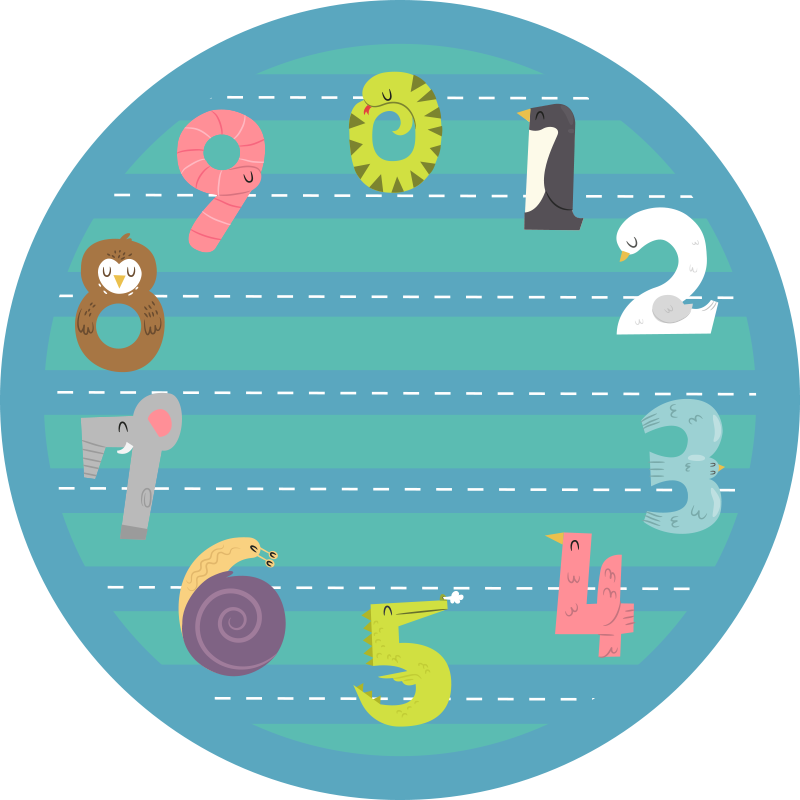 Eläinten numerot Lisää vinyylimattoja lapsille - Tenstickers