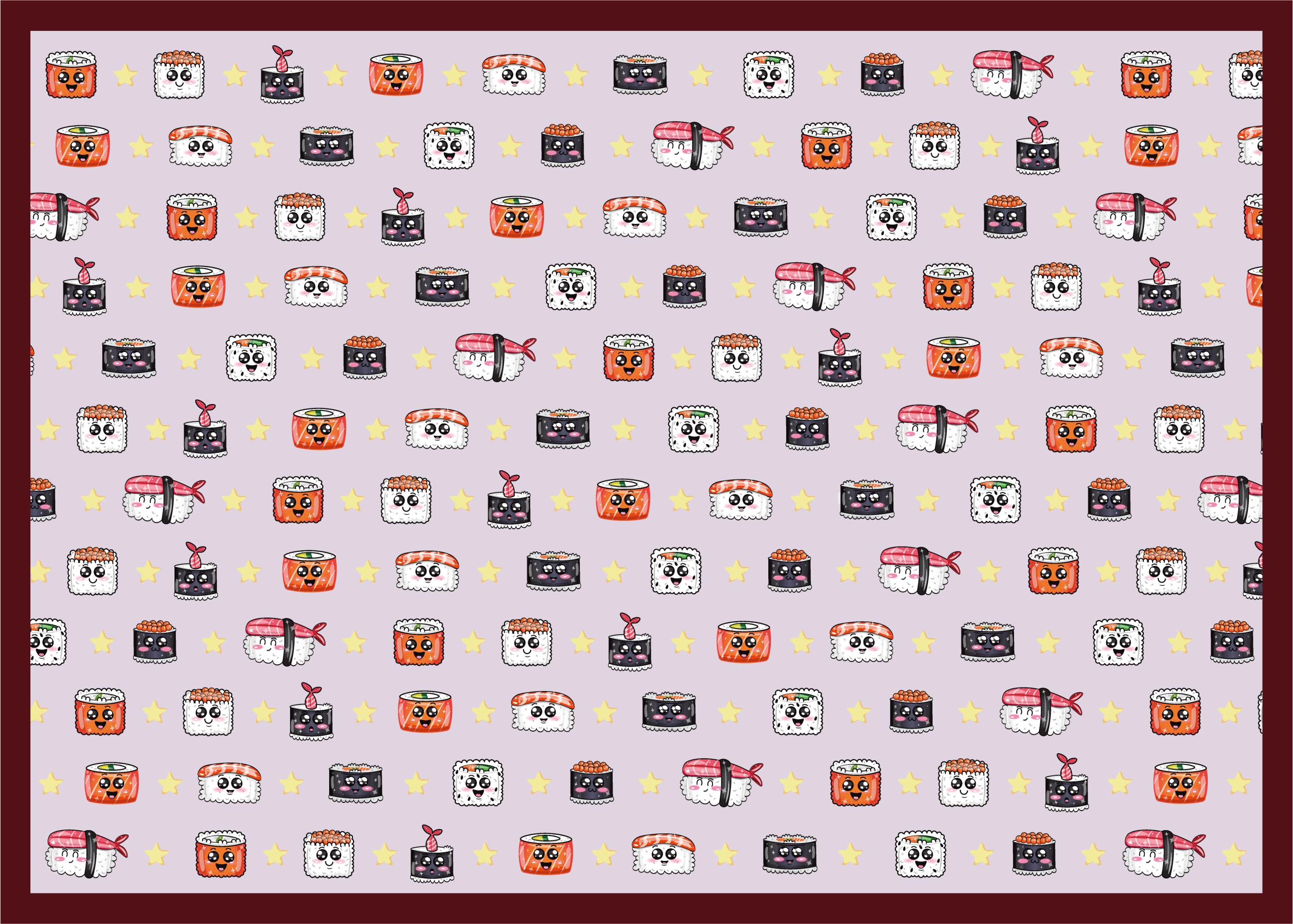 Sushi sarjakuva kuvio lastenhuone vinyylimatto - Tenstickers