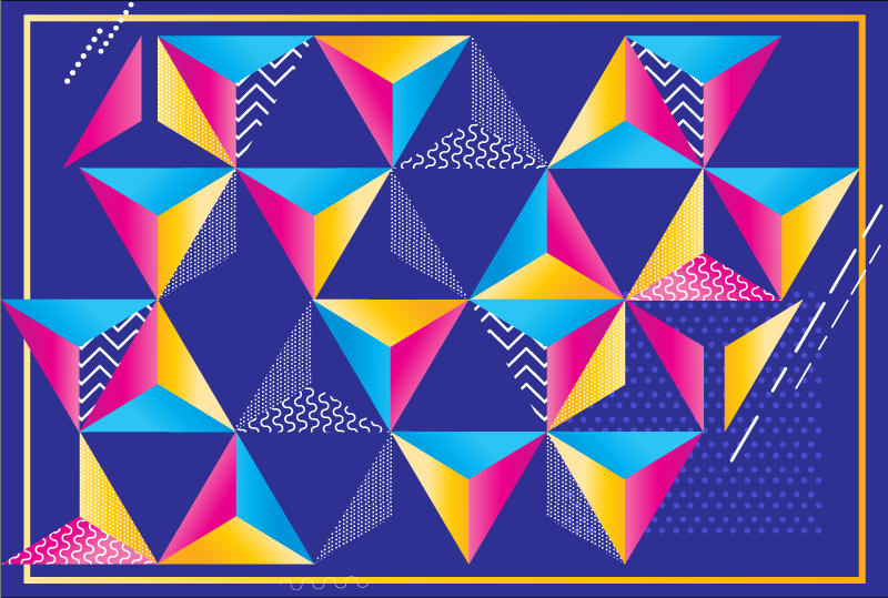 Värikkäiden muotojen eloisuus geometrinen vinyylimatto - Tenstickers