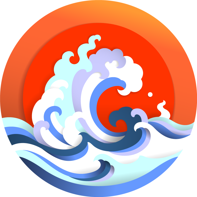 Valtameren aaltoympyrä luonto vinyylimatto - Tenstickers