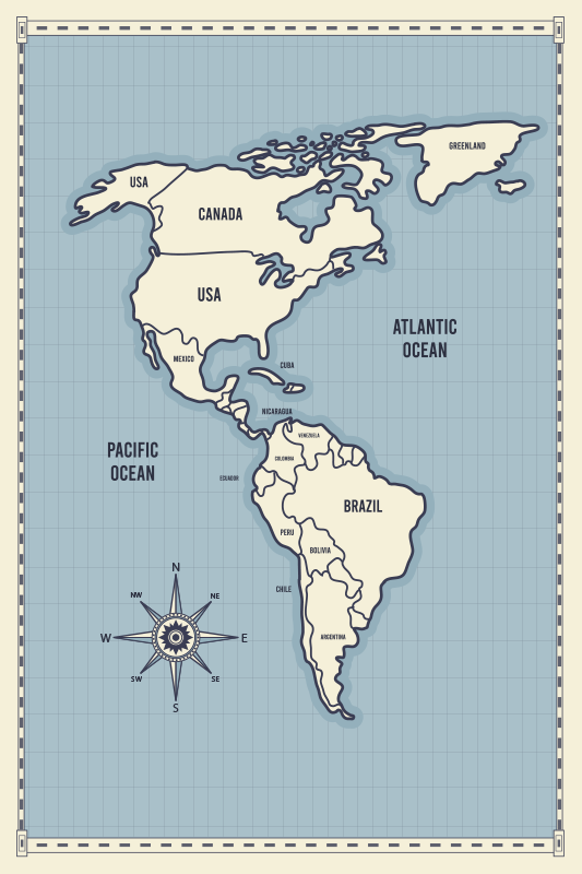 Amerikan kartta maailmakartta vinyylimatto - Tenstickers