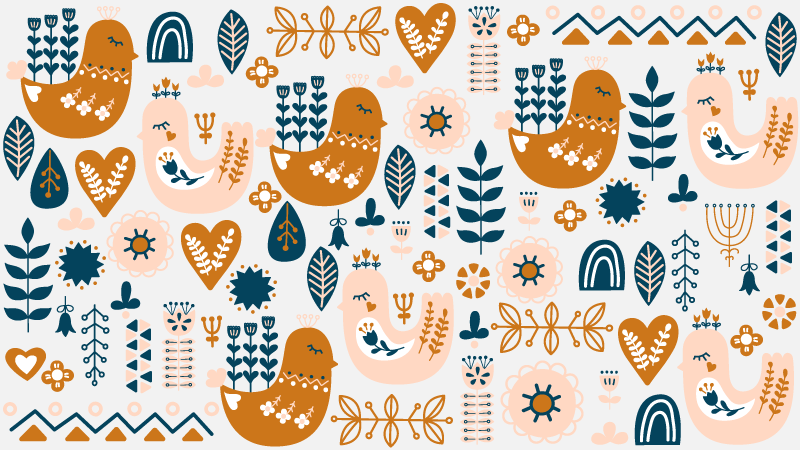 Lapset laulavan linnun kanssa skandinaavinen vinyylimatto - Tenstickers