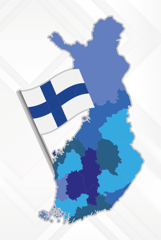 Suomen kartta lipulla maailmakartta vinyylimatto - Tenstickers