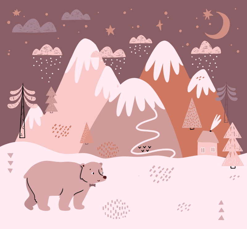 Talvimaiseman mukavuus lastenhuone vinyylimatto - Tenstickers