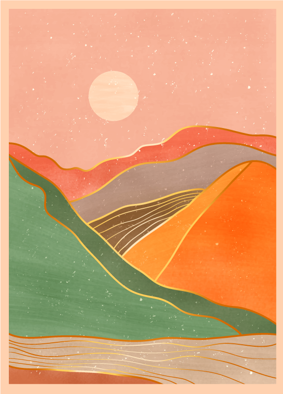 Värikäs pastelli maisema skandinaavinen vinyylimatto - Tenstickers