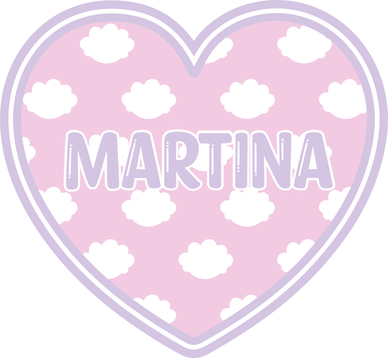 Sydämen muotoinen pilvien kanssa nimi vinyylimatto - Tenstickers