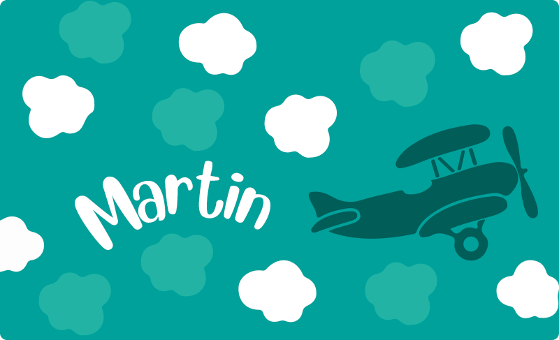 Pilviä ja lentokone nimellä vinyylimatto - Tenstickers