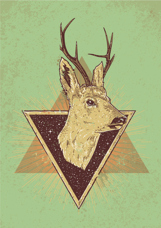 Tyylitelty peuran pää eläin vinyylimatto - Tenstickers