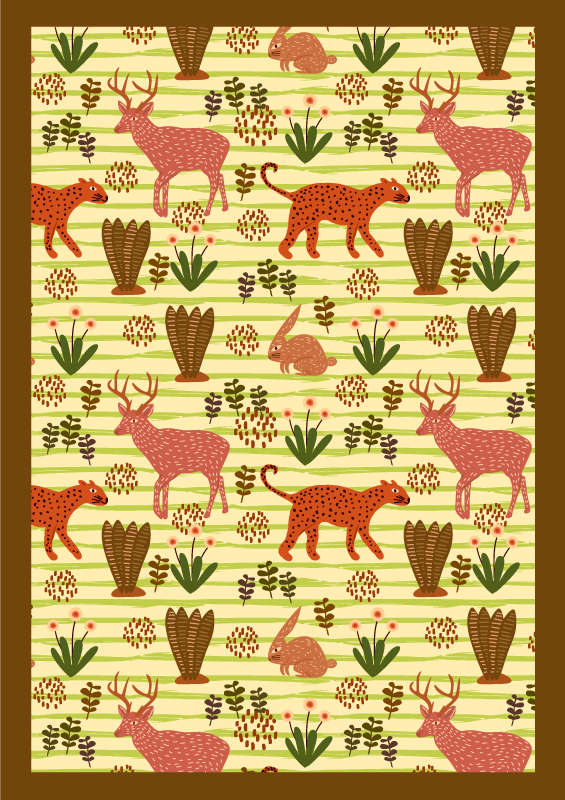 Safari villieläinkuvio eläin vinyylimatto - Tenstickers