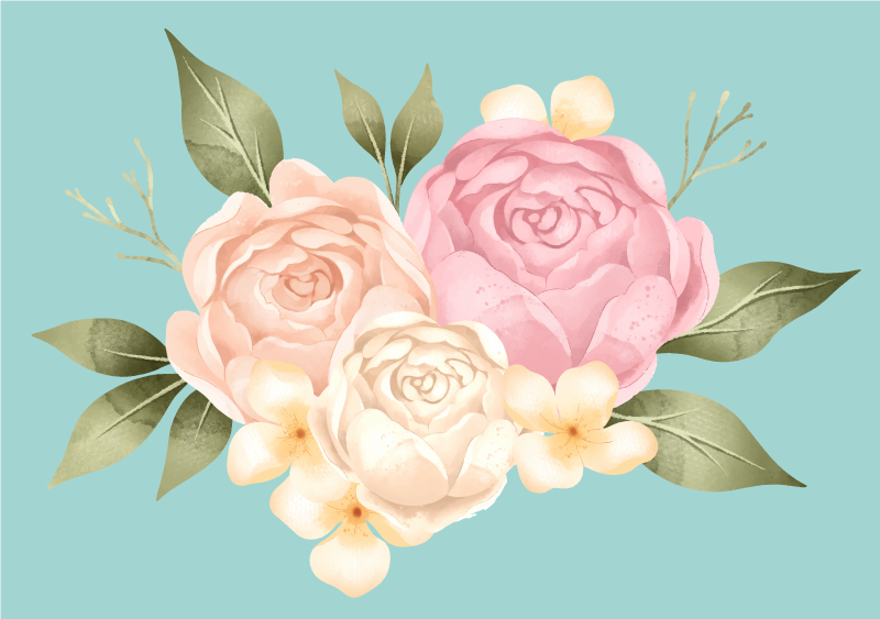 Kasvitieteellinen koostumus kukka vinyylimatto - Tenstickers