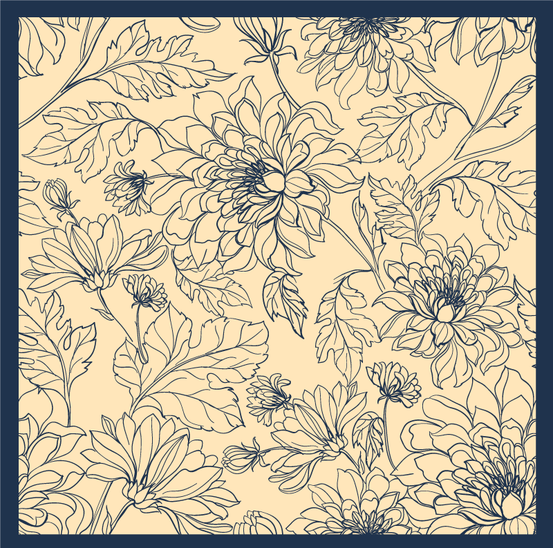 Elegantti kukkakuvio olohuoneen vinyylimatto - Tenstickers