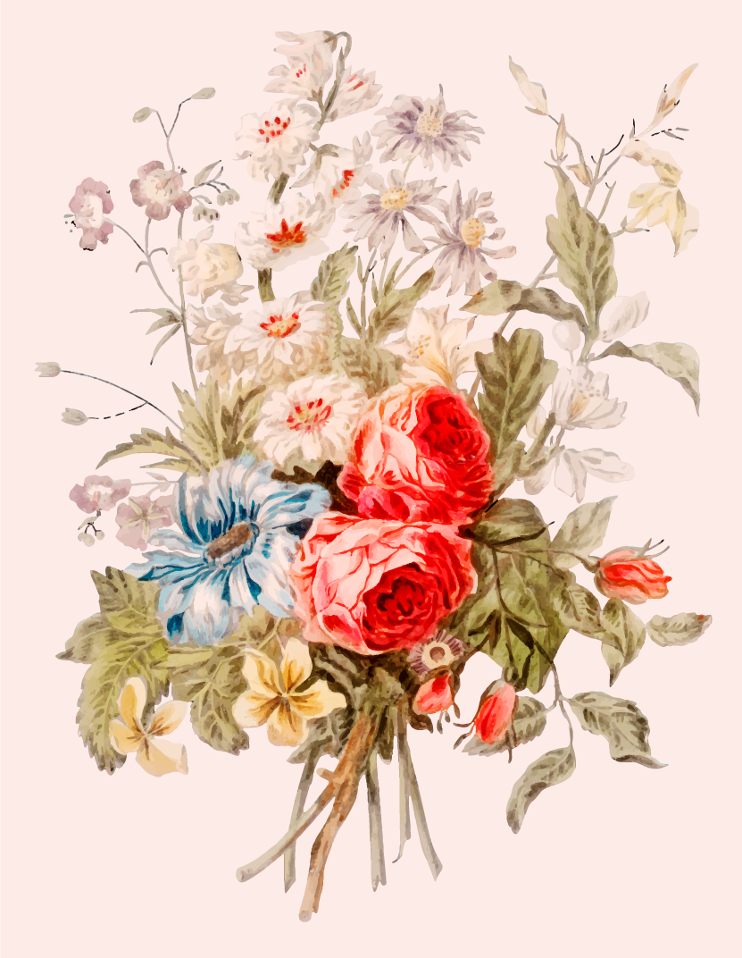 Hieno kukka-asetelma kukat ja kasvit vinyylimatto - Tenstickers