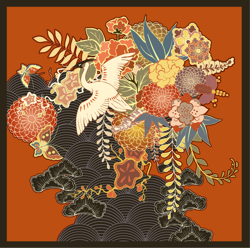 Yksityiskohtainen kasvi-elementti kukka vinyylimatto - Tenstickers