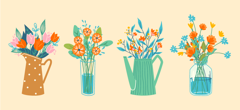 Kukka-asetelman kukat ja kasvit vinyylimatto - Tenstickers