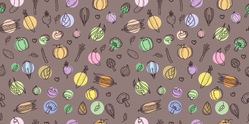 Värikäs kasviskuvio keittiön vinyylimatto - Tenstickers