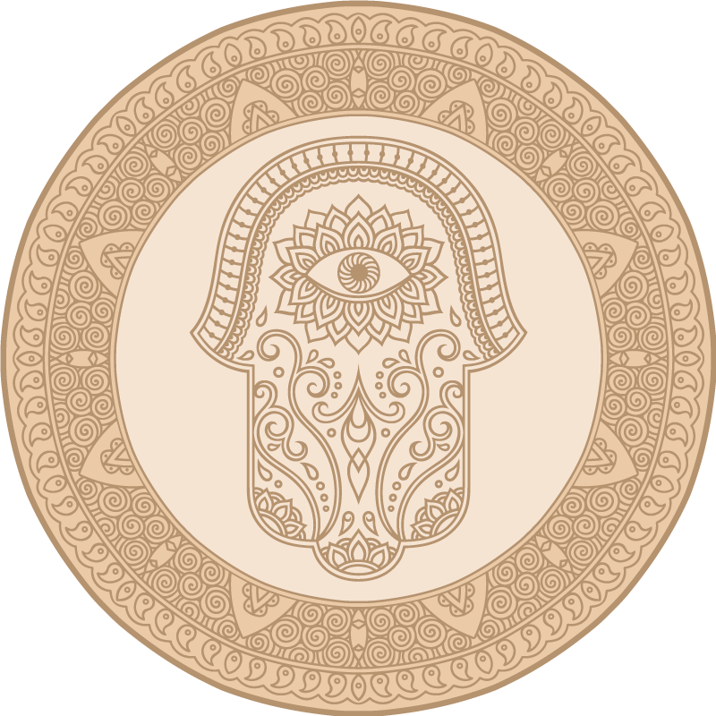 Beige fatima käsisymboli mandala vinyylimatto - Tenstickers
