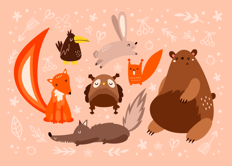 Ihastuttavia eläinseuralaisia vauvan huoneen vinyylimatto - Tenstickers