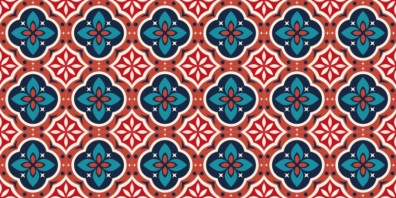 Värikäs kasvi-inspiroitu mosaiikkivinyylimatto - Tenstickers