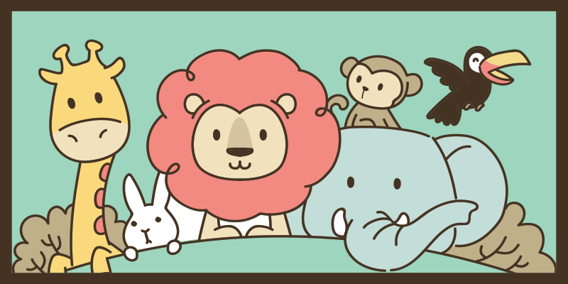 Viidakon ystävät eläimet vinyylimatto - Tenstickers