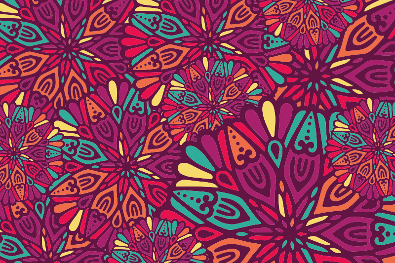Elinvoimainen purppurakuosi mandala vinyylimatto - Tenstickers