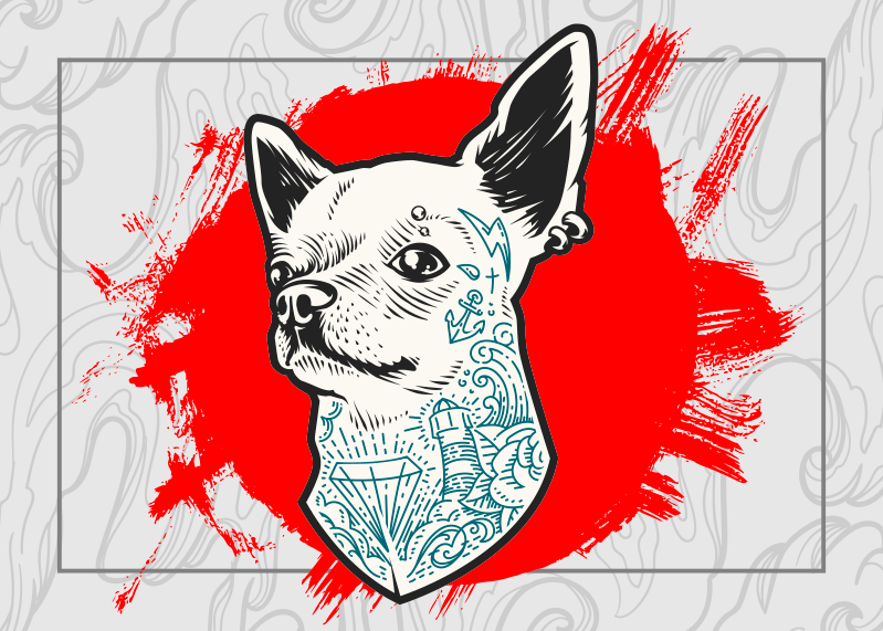 Chihuahua-koiran muotokuva eläin vinyylimatto - Tenstickers
