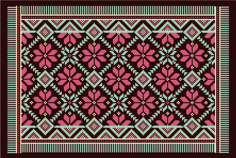 Olohuoneen vinyylimatto pohjoismaisella kukkateemalla - Tenstickers