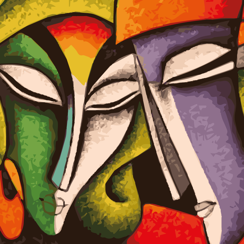 Eloisia abstrakteja muotokuvia Vinyylimatto makuuhuoneeseen - Tenstickers