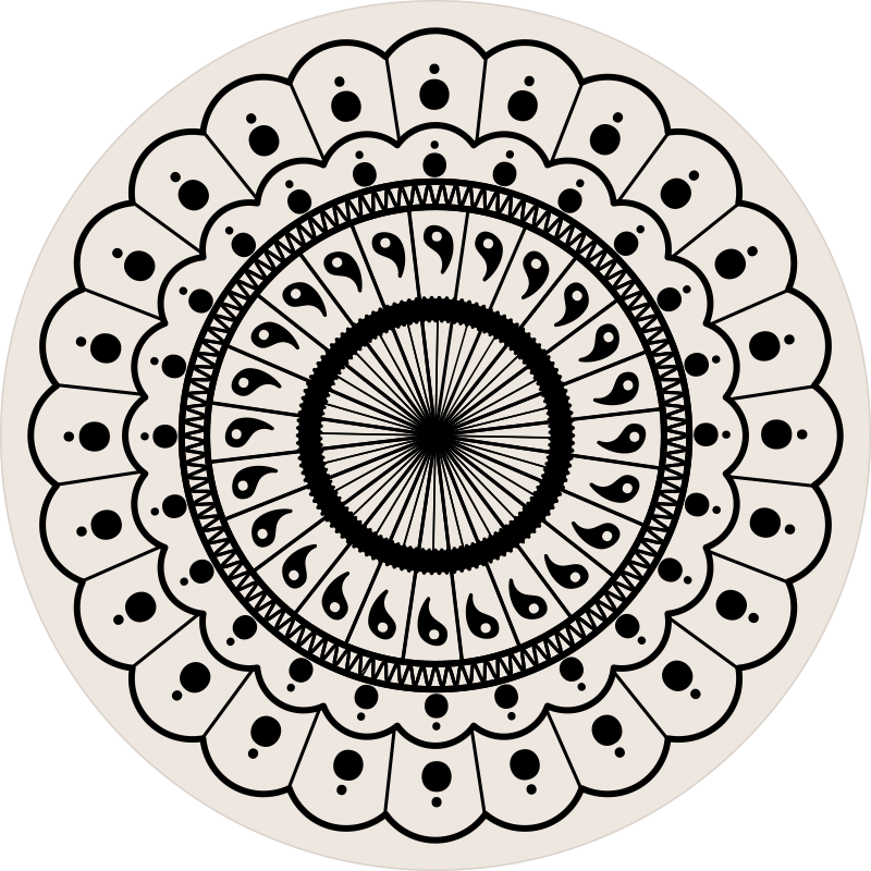 Pyöreä boho mandala Vinyylimatto makuuhuoneeseen - Tenstickers