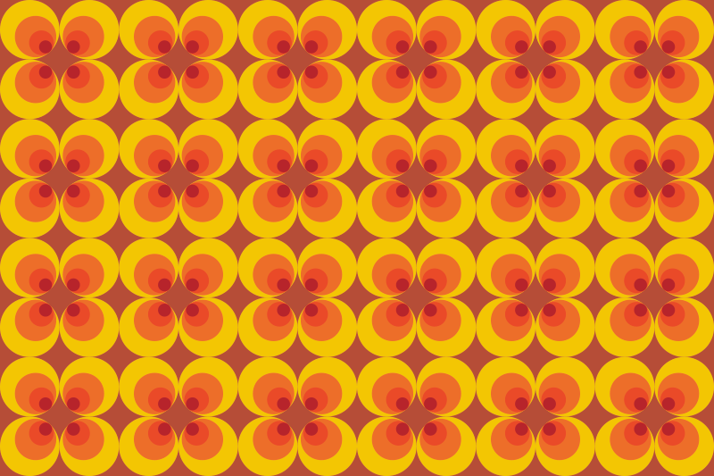 70-luvun retroympyrät vinyylimatto geometrinen - Tenstickers