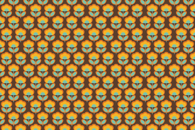 70-luvun kukat lehdillä kukka vinyylimatto - Tenstickers