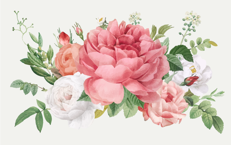 Kukkia ja ruusuja kukka vinyylimatto - Tenstickers