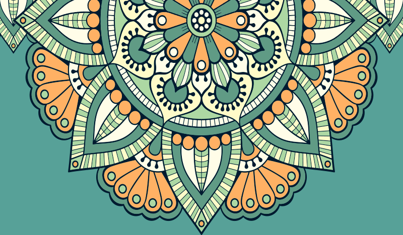 Puolikas kukkakuosi mandala vinyylimatto - Tenstickers