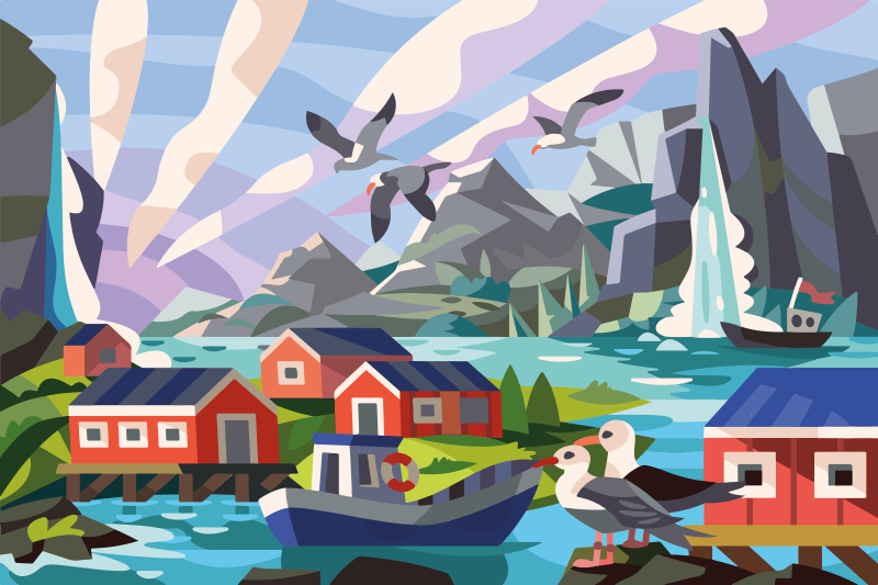 Norjan rannikko luonto vinyylimatto - Tenstickers