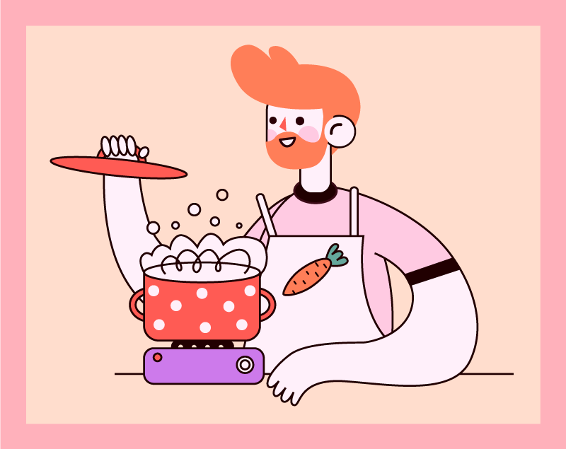 Keittiö mies ruoanlaitto vinyylimatto keittiöön - Tenstickers