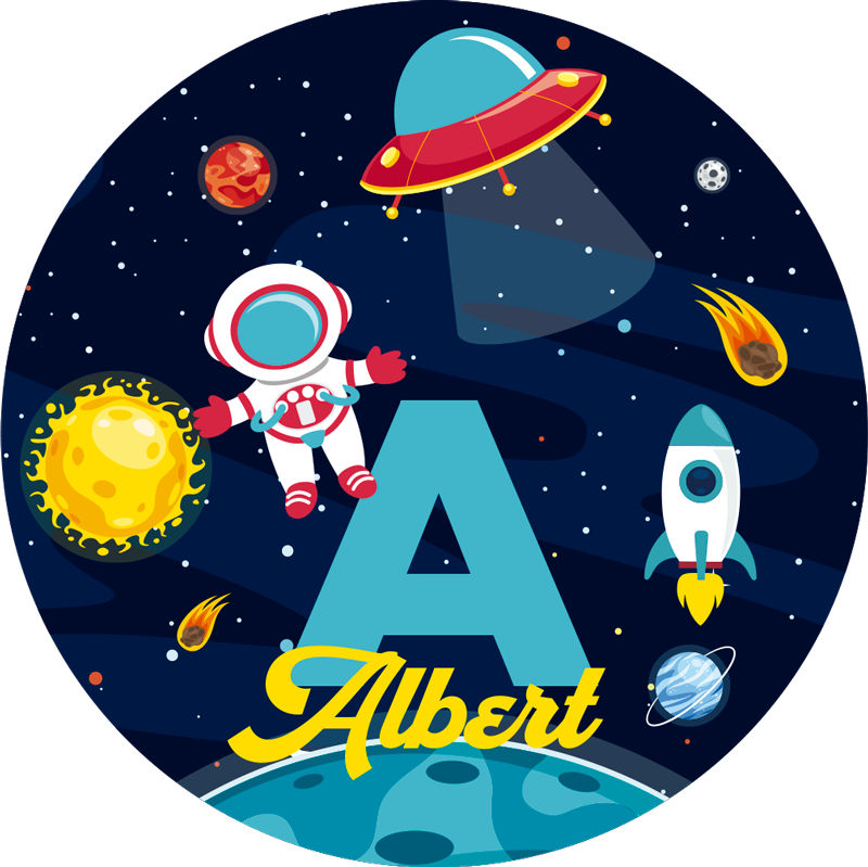 Avaruus ja galaksi mustalla nimellä nimi vinyylimatto - Tenstickers