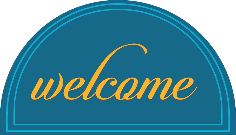 Sininen tervetulotoivotus eteisen vinyylimatto - Tenstickers