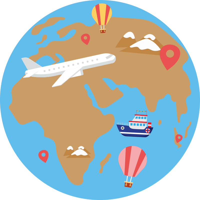 Matkan inspiroima seikkailu maailmakartta vinyylimatto - Tenstickers