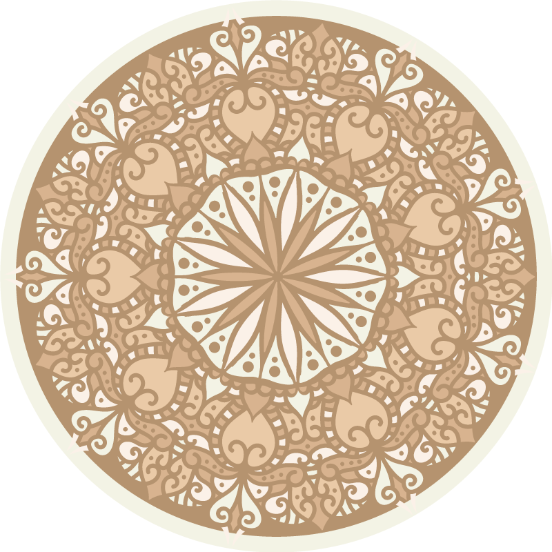 Pyöreä beige mandala mosaiikki vinyylimatto mandala - Tenstickers