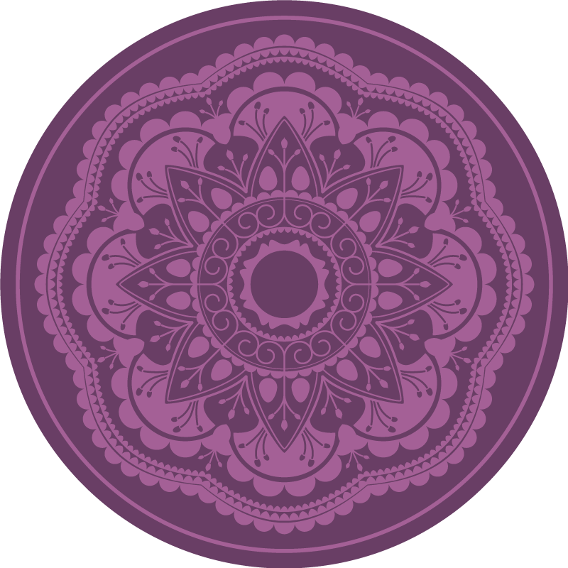 Violetti pyöreä muotoilu mandala vinyylimatto - Tenstickers