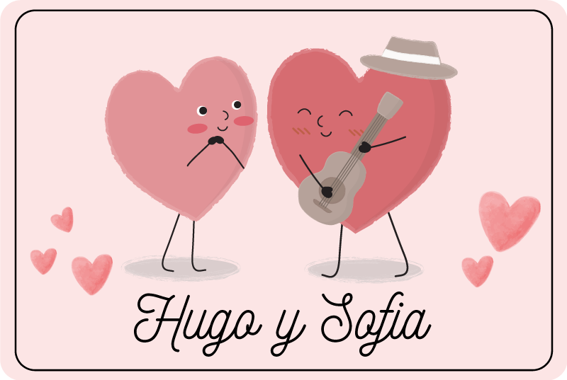 Kaksi sydäntä nimellä Vinyylimatto makuuhuoneeseen - Tenstickers